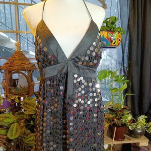 Silk dress with oversized sequins